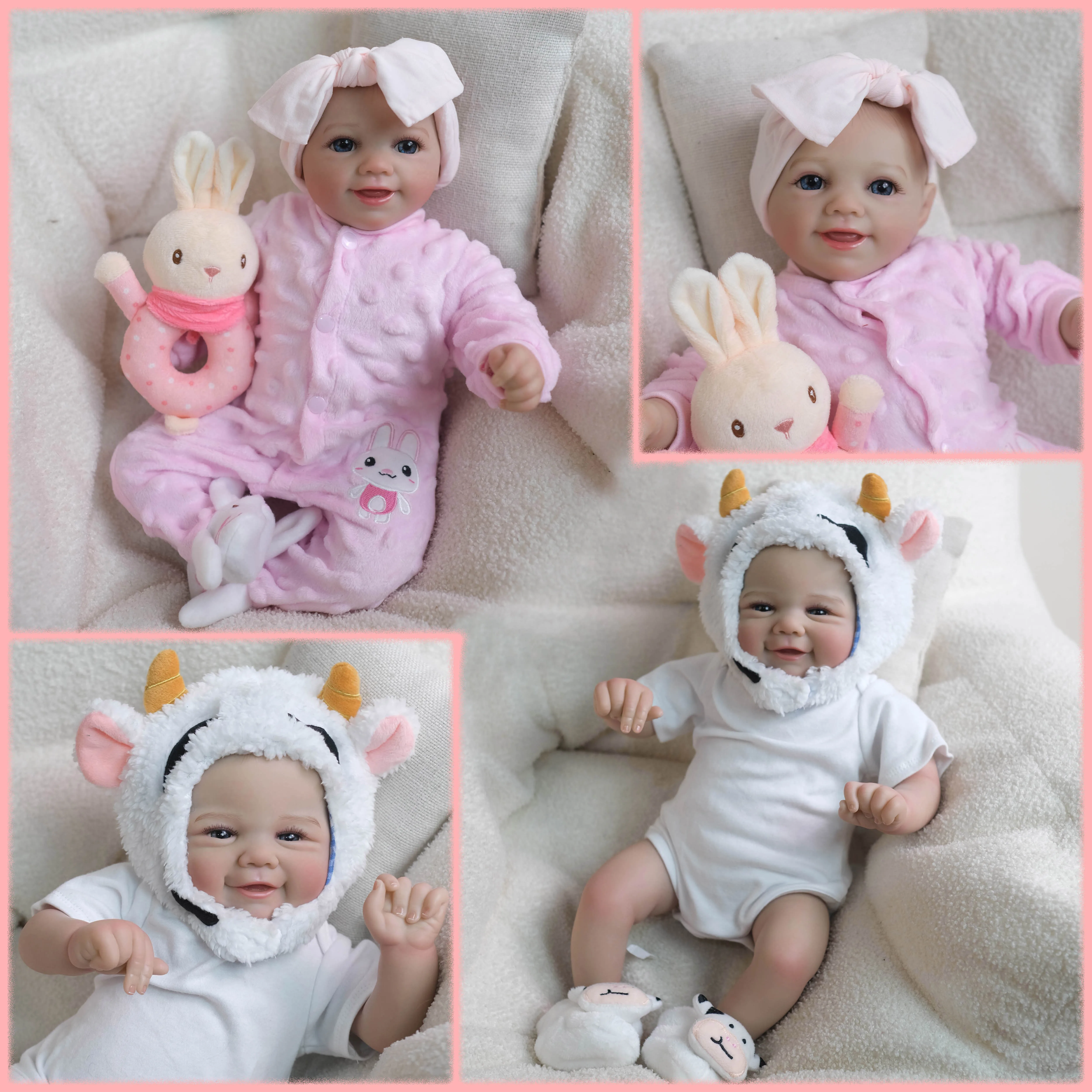 

19inch Vivienne/Smiling Soft Cloth Body Lifelike Reborn Baby Doll Multiple Layers Painting 3D Skin with Hand Painted Hair