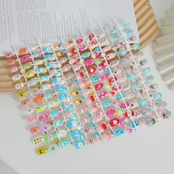 24Pc Kids Cartoon Pattern Design Wearing Fake Nails Strips Nail Tips Special Manicure Popular Children False Nails Press On Nail