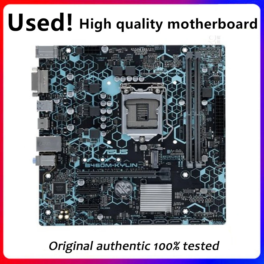 

Used motherboard For Asus B460M-KYLIN Original Desktop Intel B460 B460M DDR4 Motherboard LGA 1200 i7/i5/i3 USB3.0 M.2 SATA3