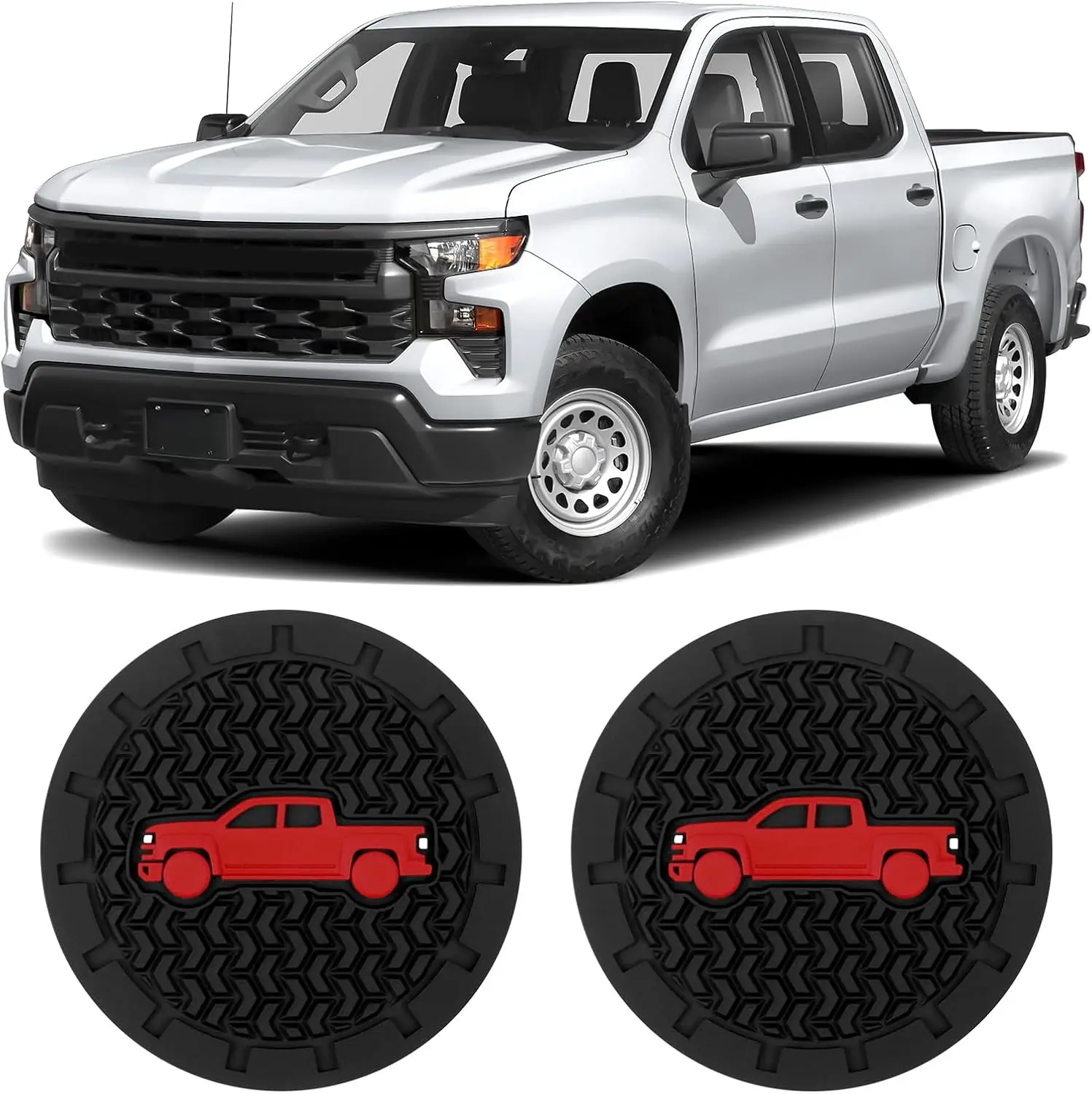 

2Pcs Car Cup Holder Coaster Compatible with 2019-2025 Chevrolet Silverado Interior Accessories Silicone Non-Slip Water Bottle