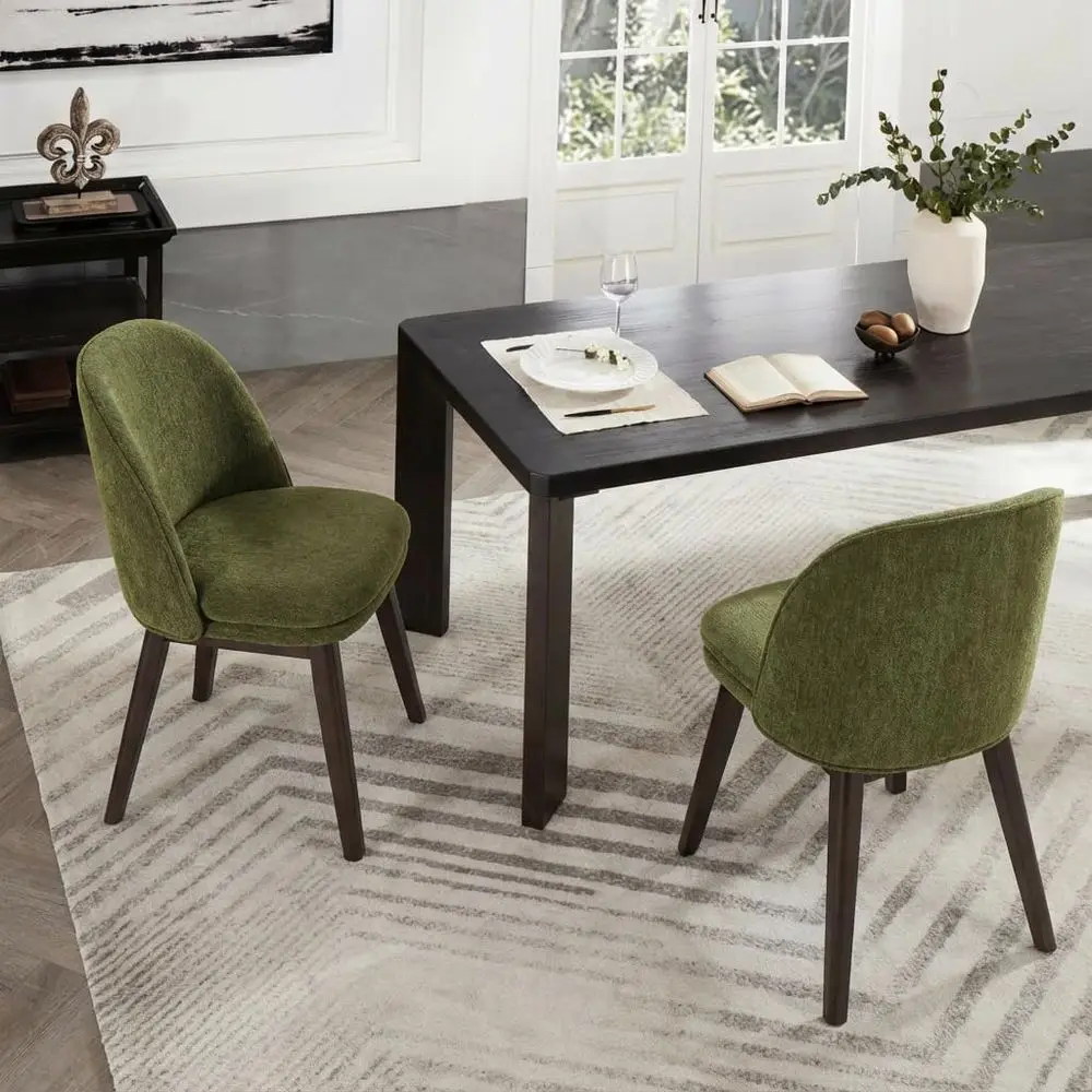 

Dining Chairs Set of 2, Fabric Upholstered Modern Dining Room Chairs with Double-Layer Thick Seat Cushion & Ergonomic Backrest f