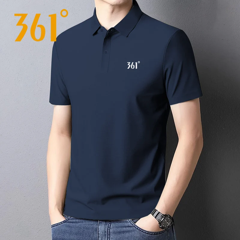 361 Men's Sport Casual Short Sleeve  Shirt Summer 2026 Fashionable Thin Breathable Flip Collar T-Shirt Regular Fit Pure C...