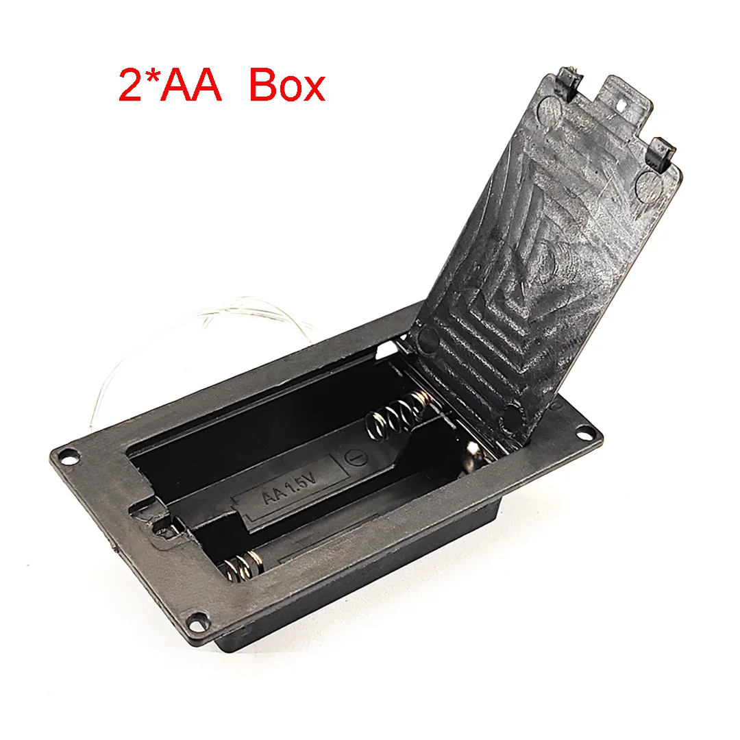 

2 Slots AA Battery Holder 3V AA Battery Storage Box 2AA Case With Leads Wirees ON/Off Switch Screw Cap Case Back Cover