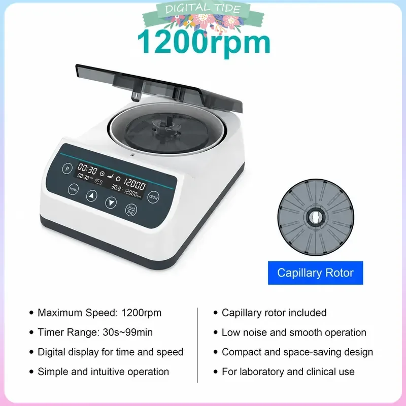 Hematocrit Centrifuge MC-12Pro 12000rpmPortable Centrifuge for Separation Laboratory Equipment for CGF Serum Separation