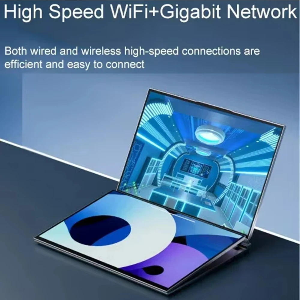 16+16 Zoll Dual Screen Laptop Intel i7-1360P Windows 11 2*DDR4 MAX 64GB M.2 2280 2TB SSD WIFI Dual Screen Notebook Computer