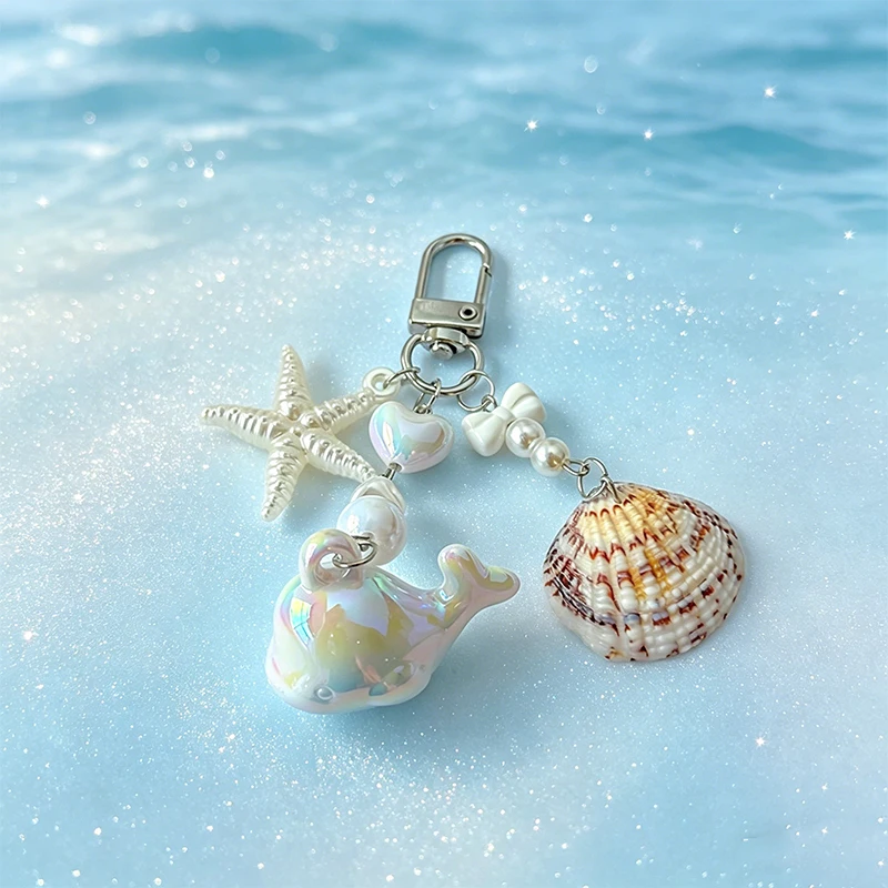 Ocean Pearls Shells Mobile Phone Pendants Bead Beads Mini Dolphin Bags Hanging Charm Purse Keychains Ornaments