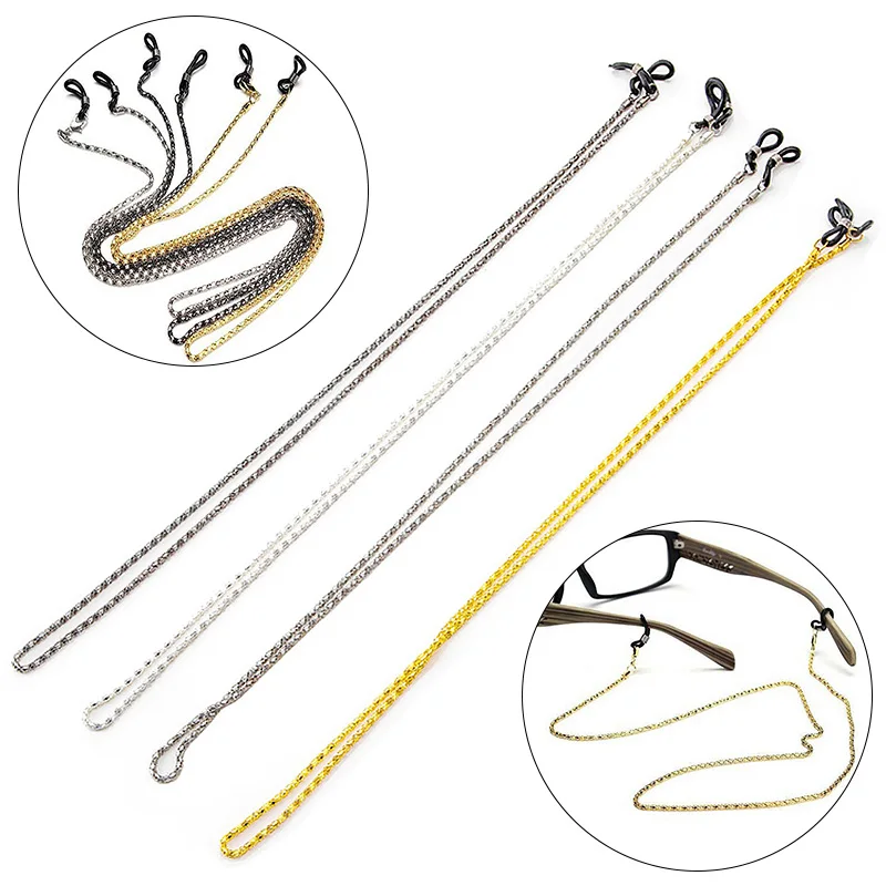 Fashion Sunglasses Mask Eyeglasses Chains Anti-Lost Earphone Holder Lanyard Black Gold/Sliver Color For Women Men Metal