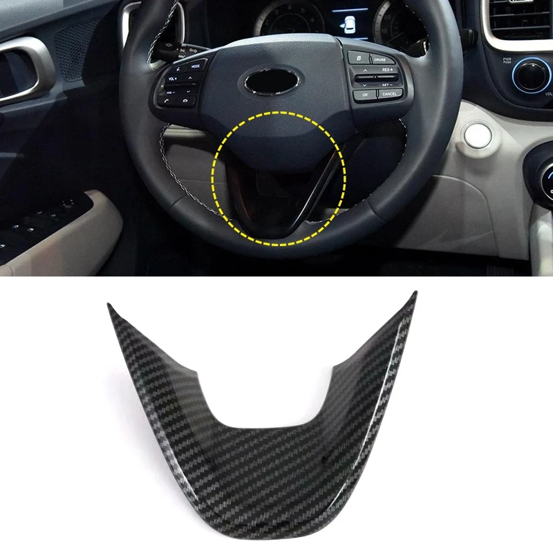 for Hyundai Venue 2019 2020 ABS Carbon Fiber Car Steering Wheel Decoration Cover Trim Frame Stickers