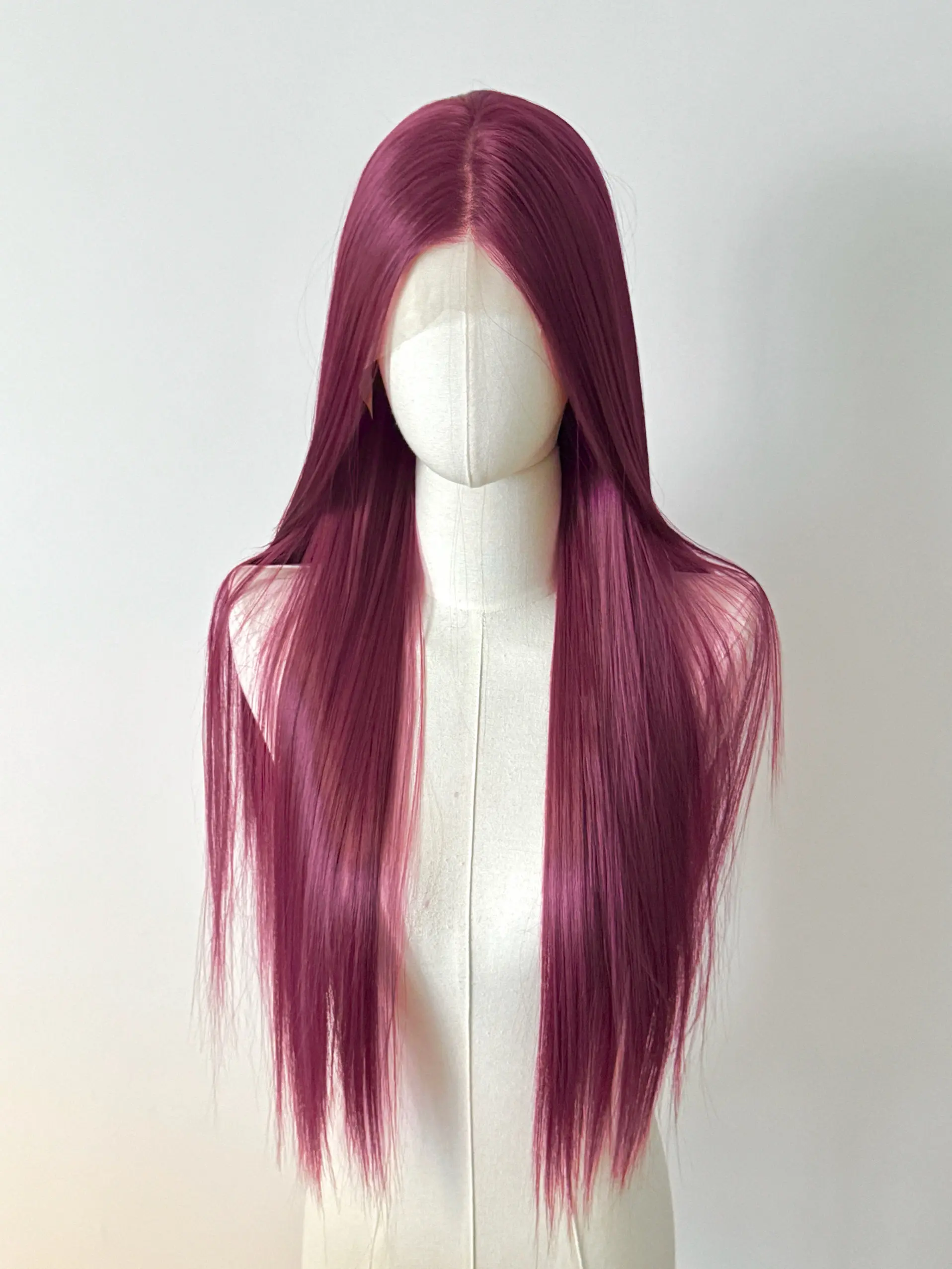 Lace Front Wig for Women Purple-red Cold Cocktail Red Wigs 13x4 HD Lace Frontal 26inch Straight Hair Ririn Matsuoka Cosplay