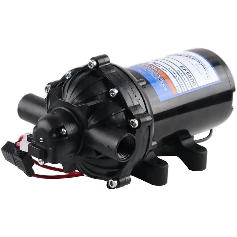 

E5500-BOX 5.5GPM 12V Diaphragm Pump-1/2 NPT Contion, 5.5 GPM, Black