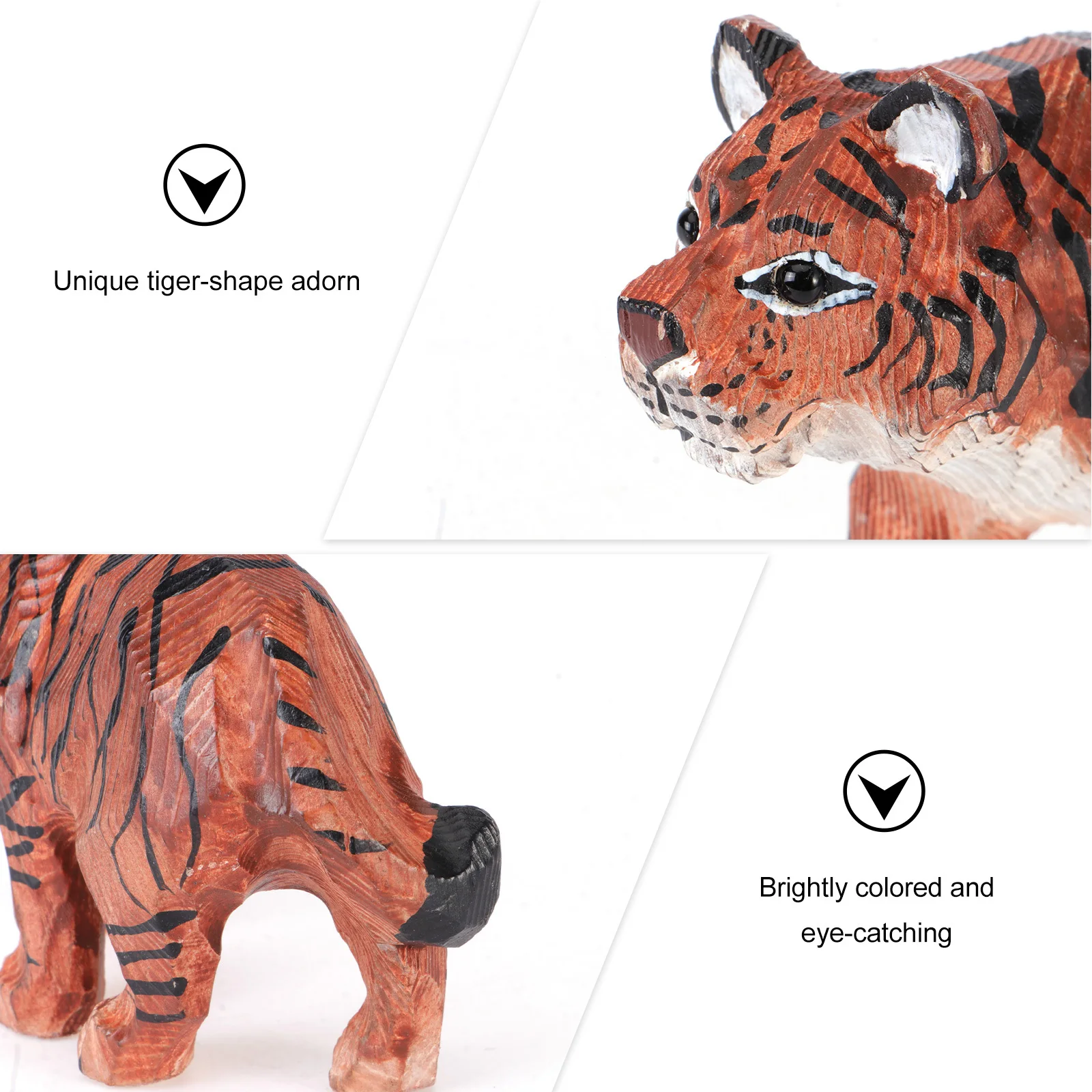 

1Pcs Pine Wood Tiger Ornament Hand Painted Lightweight Safe Desktop Decoration Home Office Figurines Wood Tiger Ornament
