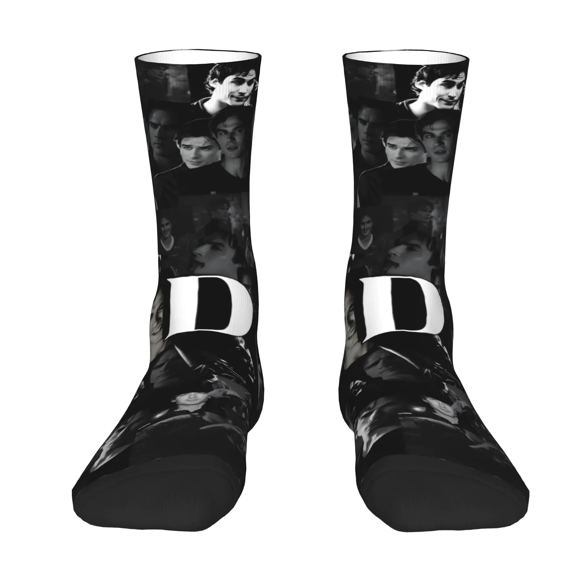Custom Harajuku The Vampire Diaries Socks Men Women Warm 3D Printed Damon Salvatore Football Sports Socks