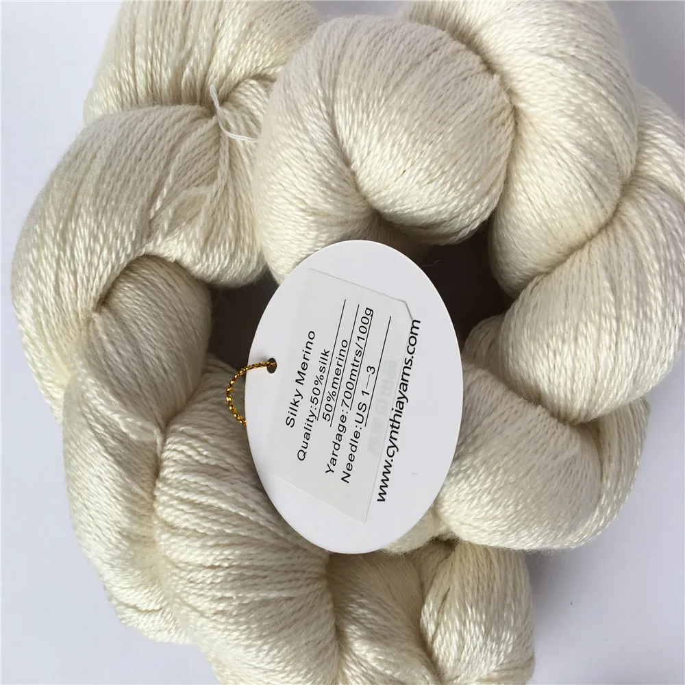 Undyed 50% Silk 50%Merino DK Weight Yarns for knitting