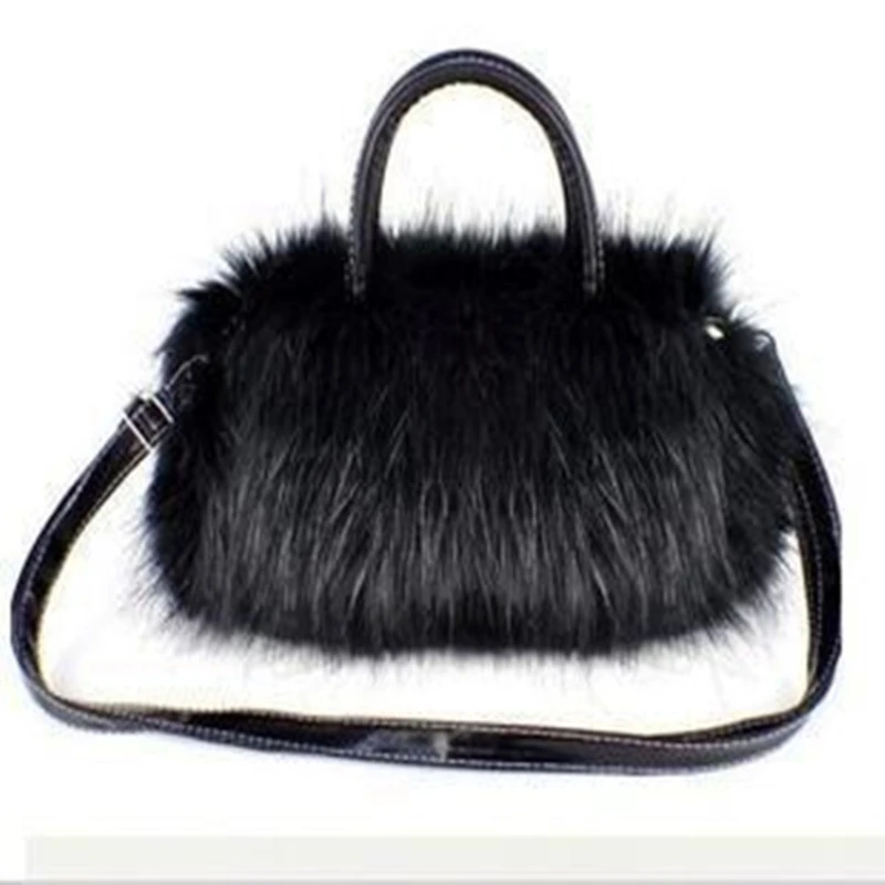 Lady Girl Pretty Cute Faux Rabbit Fur Handbag Shoulder Messenger Bag Tote Fashion Women Long Fur Grass Crossbody Handbags