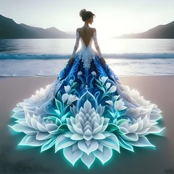 40x40cm 5D DIY Diamond Painting Kit Seaside Girl Full Square&Round Diamond mosaic embroidery Cross stitch Home Decor