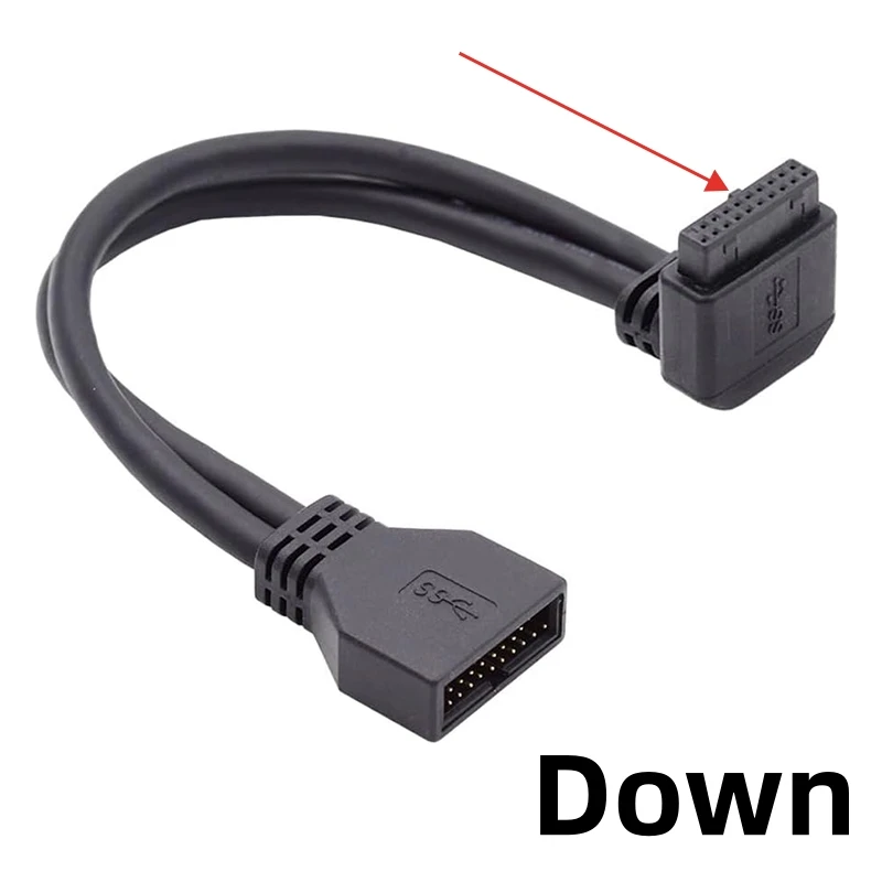 Передняя панель материнской платы USB3.0 20Pin/19Pin удлинитель «папа-мама» 90-градусный высокоскоростной кабель для передачи данных для корпуса настольного ПК