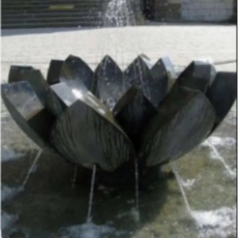 Custom black marble lotus water fountain garden landscape design