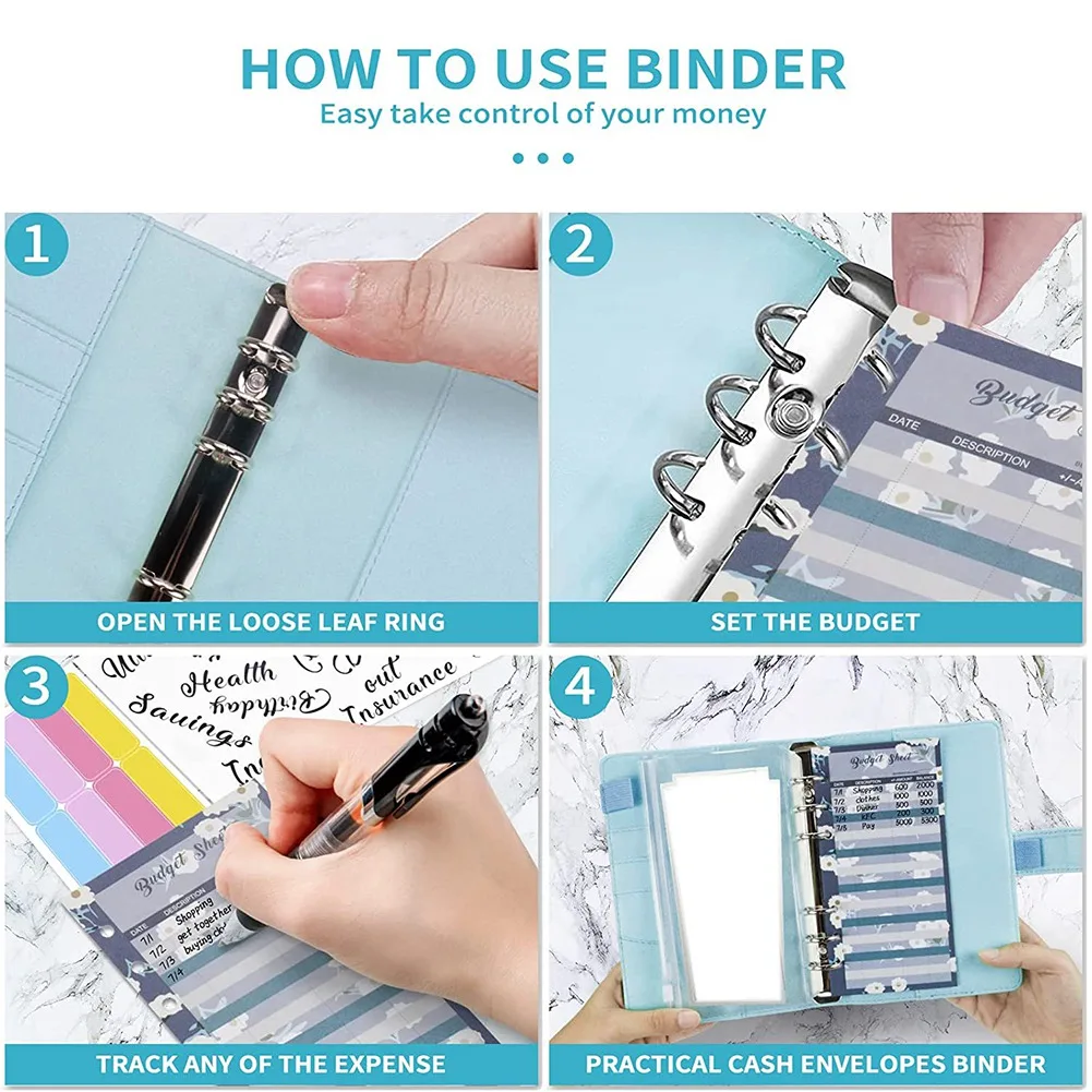 แผ่นยึดงบประมาณ-60ชิ้นออแกไนเซอร์งบประมาณค่าใช้จ่ายสำหรับการจัดการงบประมาณและการเงิน, สมุดบัญชีแยกประเภท, ผู้จัดบิล