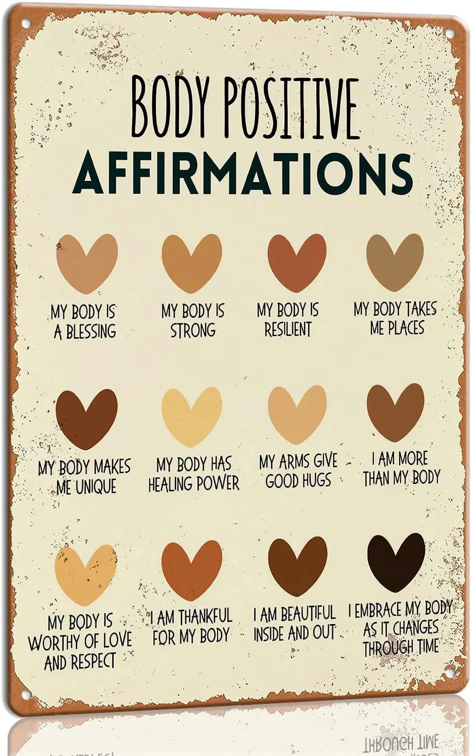 Affiches murales décoratives en métal avec affirmations positives pour la thérapie mentale, images verticales pour la décoration des couloirs