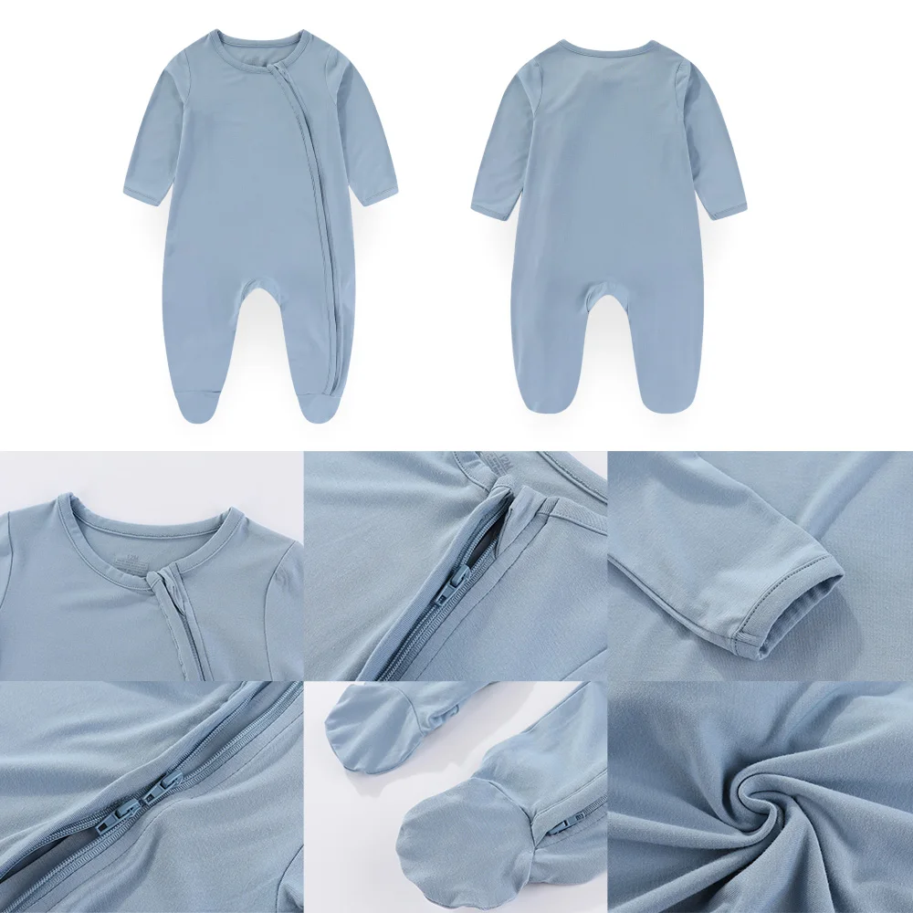 Newborn Baby Solid Color Long Sleeved Jumpsuit 100% Cotton Baby Wrap Feet 0-12 Months Unisex Baby Pajamas soft And Comfortable