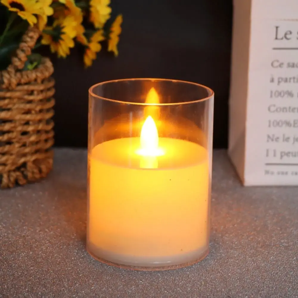 

Acrylic LED Flameless Candles Light Simulation Battery Operated Fake Tealight Flickering with 3D Flame Candles Lamp Bedroom