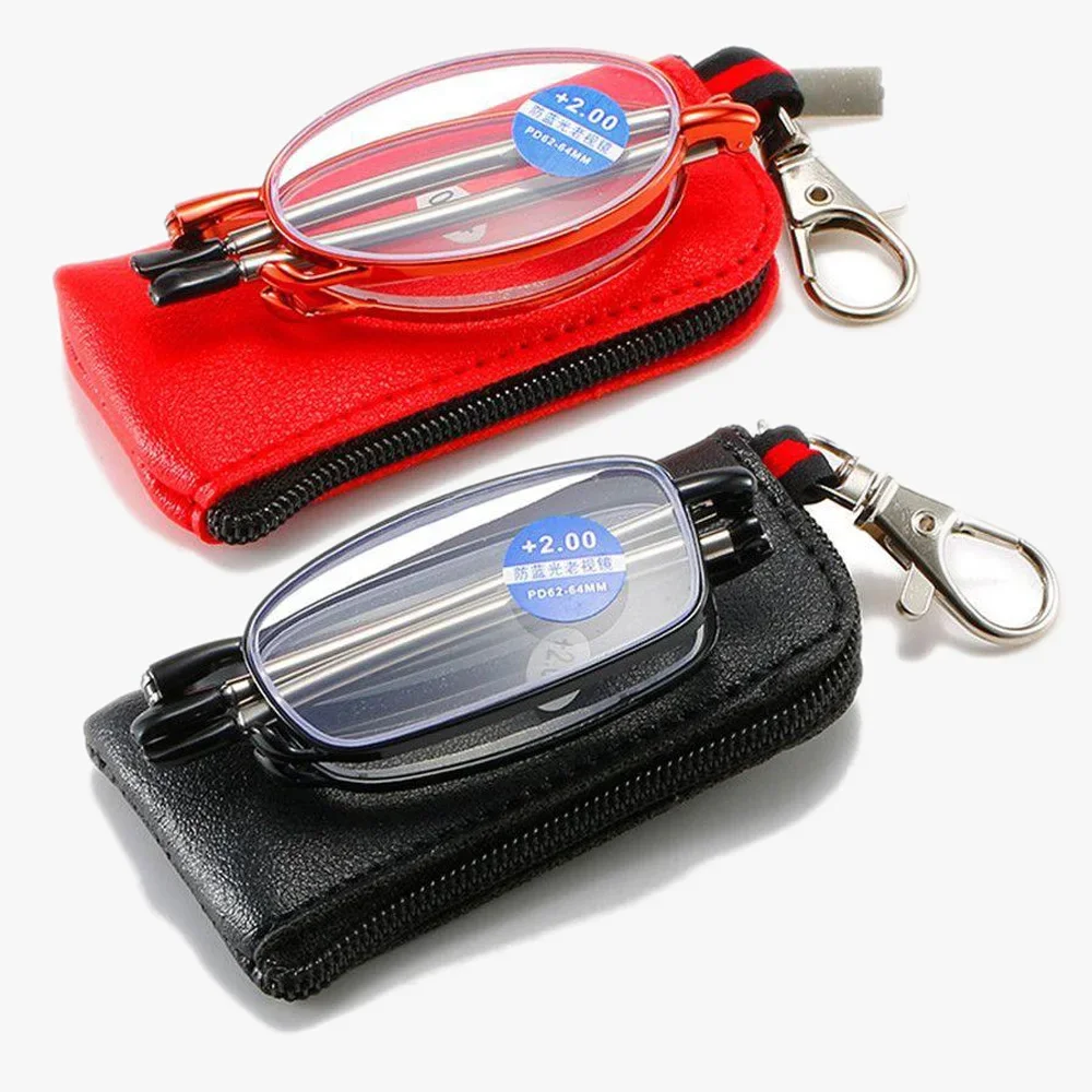 Fashion MINI Design Blue Light Proof Reading Glasses Men Women Folding Small Glasses Frame Black Metal Glasses With Original Box