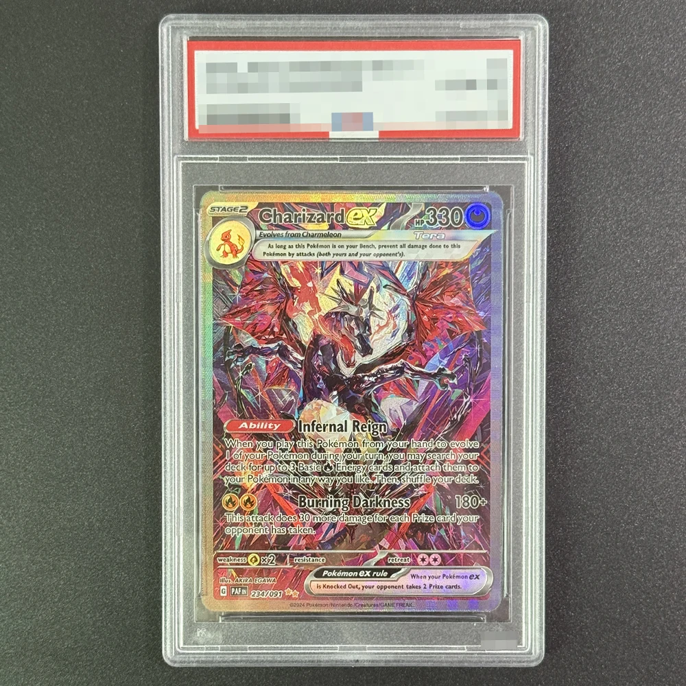

Diy PTCG 2024 P.M. PAF EN-PALDEAN FATES CHARIZARD Ex СПЕЦИАЛЬНАЯ ИЛЛЮСТРАЦИЯ РЕДКИЙ рейтинг Коллекционная карта Копия градуированных карт