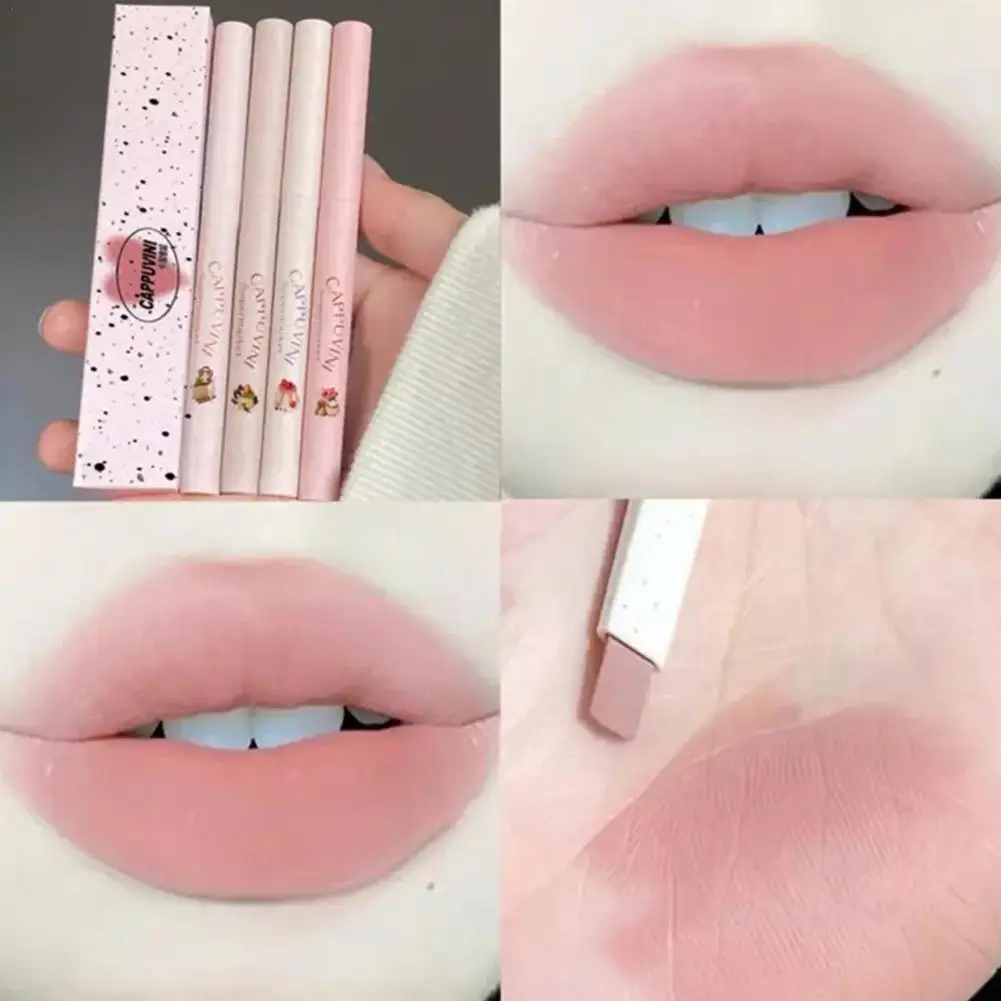 5 Colors Matte Lip Liner Lipstick Pen Long Lasting Cosmetics Non-stick Lipliner Makeup Pencil Soft Smooth Velvet Cup Waterproof