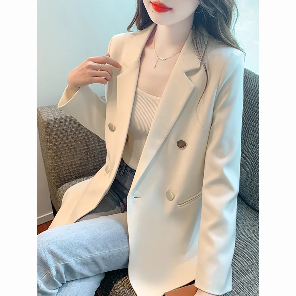 معطف نسائي من Blazer Mujer بخيط عموم هوت مائل أكاديمي متوهج لحفلات الزفاف جو قابل للطي شمبانيا عالي الجودة