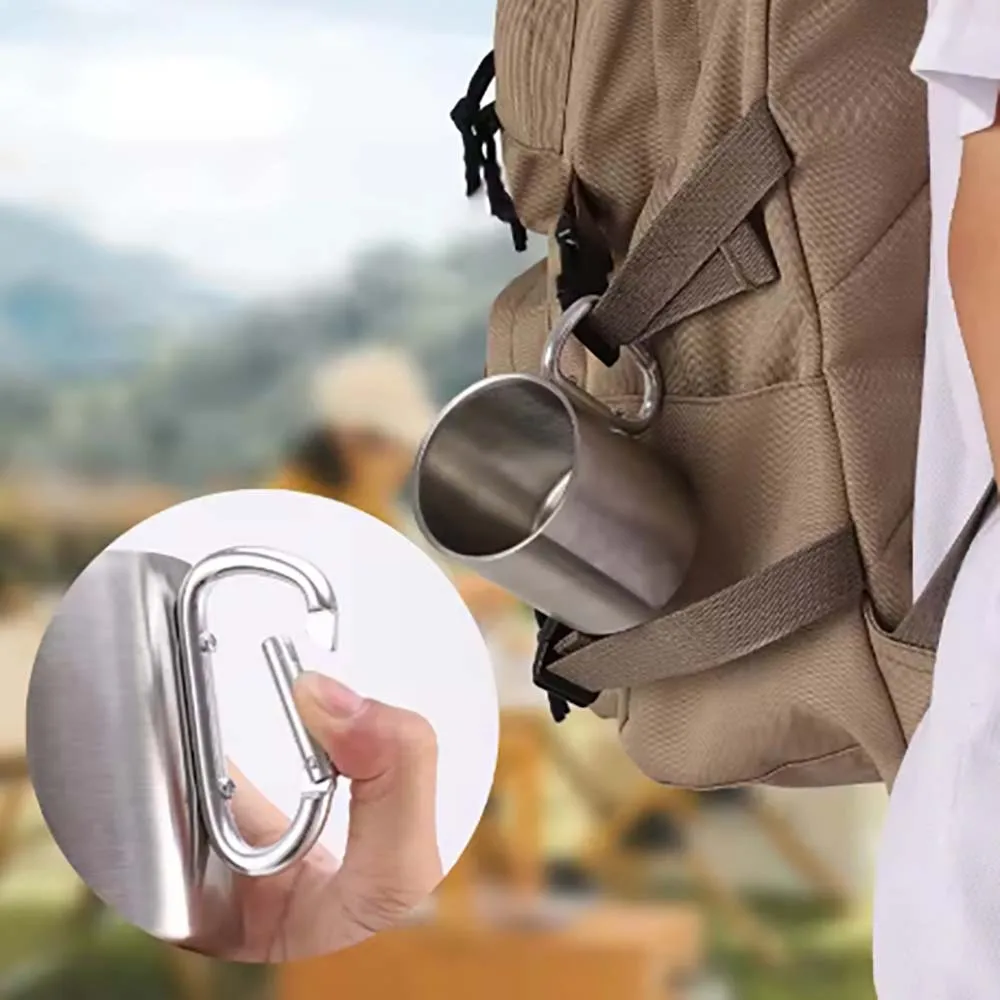 TARKA Camping Water Cup With Button 220/300ml One Person Stainless Steel Water Cup Mountaineering  Camping Picnic Tableware image 3