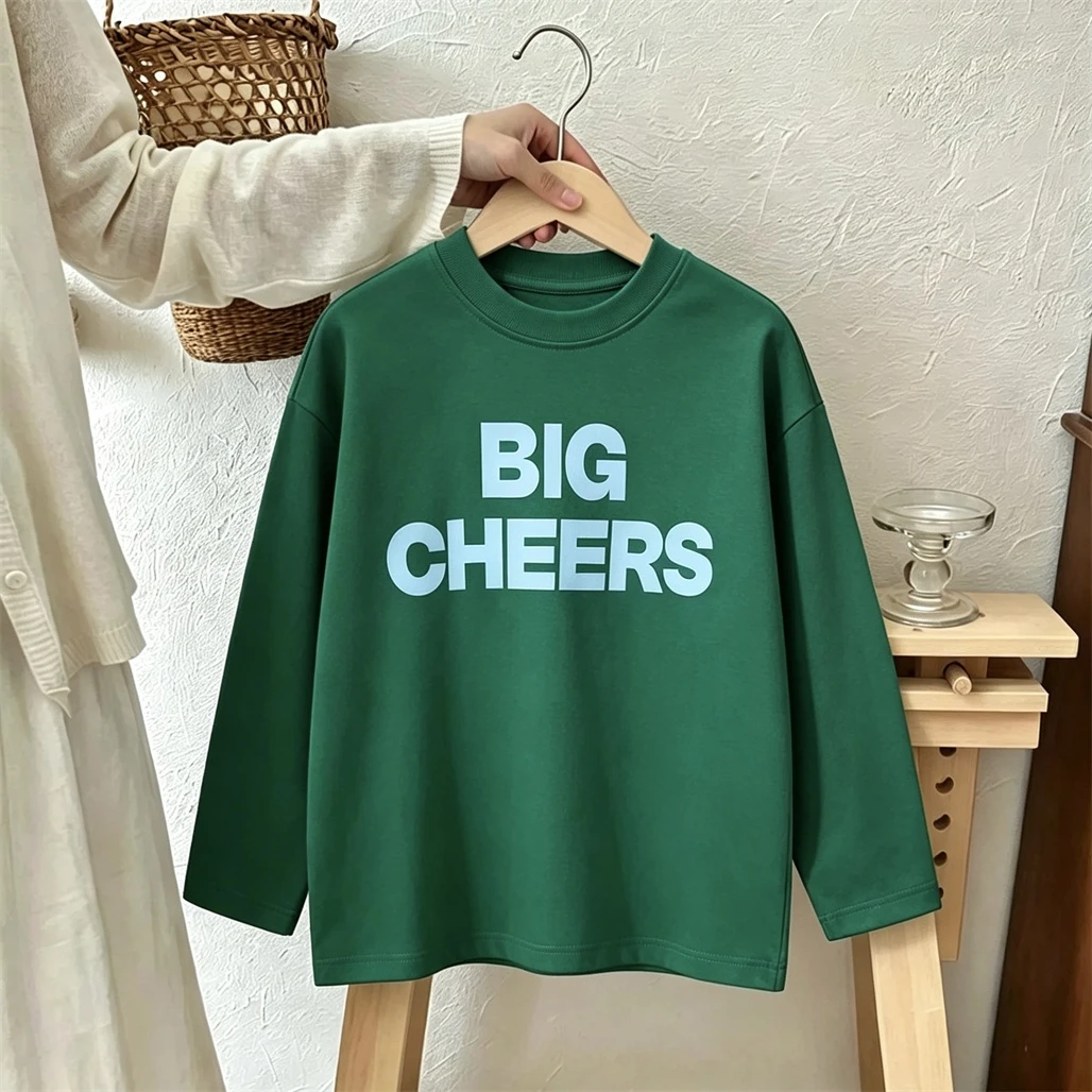 Toddler New Design TShirt Spring Summer Clothing Long-sleeved Tops Outer Wear Kids Boys Thin Simple All-match Printed Tees