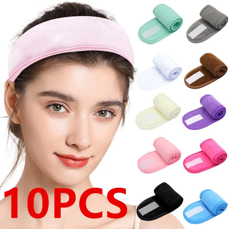 

10 Pieces Adjustable SPA Headband Wide Spa Facial Hairband Yoga Bath Shower Makeup Wash Face Hair Band for Face Washing,Shower