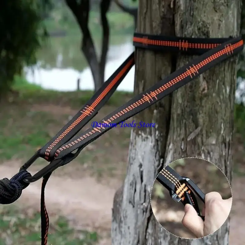 57BE Multifunction Double Purpose Hammock Hanging Set Adjustable Climbing Strength Straps for Outdoor Relaxation Activity