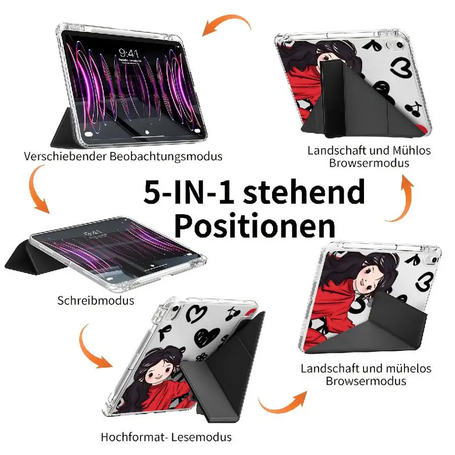 Tablet Case For iPad Pro 2025 Air 4 5 M3 M2 1 2 M4 11inch Mini 6 7 Pro 11th 10th 9th 8th 7th 12.9inch Y-Fold Holder Cover Joyful