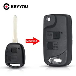 KEYYOU pieghevole Flip 2 pulsanti telecomando Shell Fob Case per Toyota Yaris Carina Corolla Avensis RAV4 Avalon Echo con lama TOY47