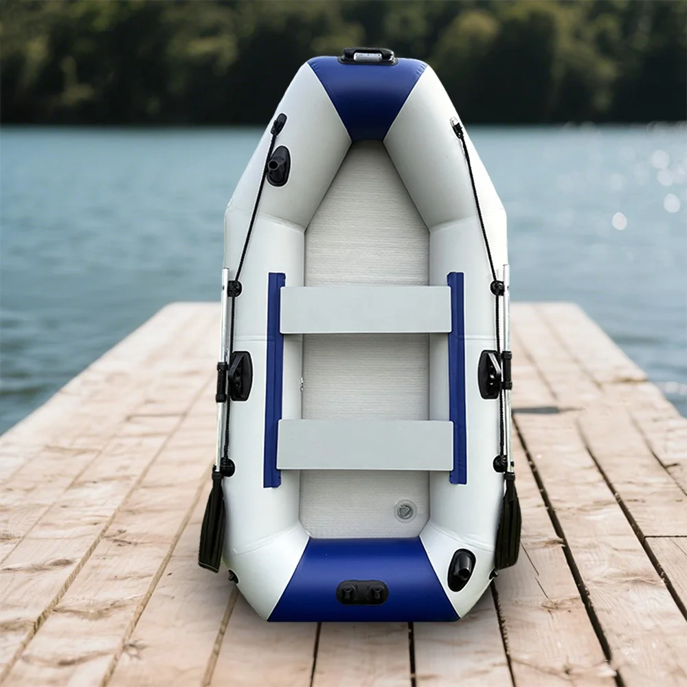 3 Person PVC Inflatable Fishing Boat 240cm Rowing Kayak Canoe Raft Dinghy Hovercraft with Air Deck Bottompromote sales