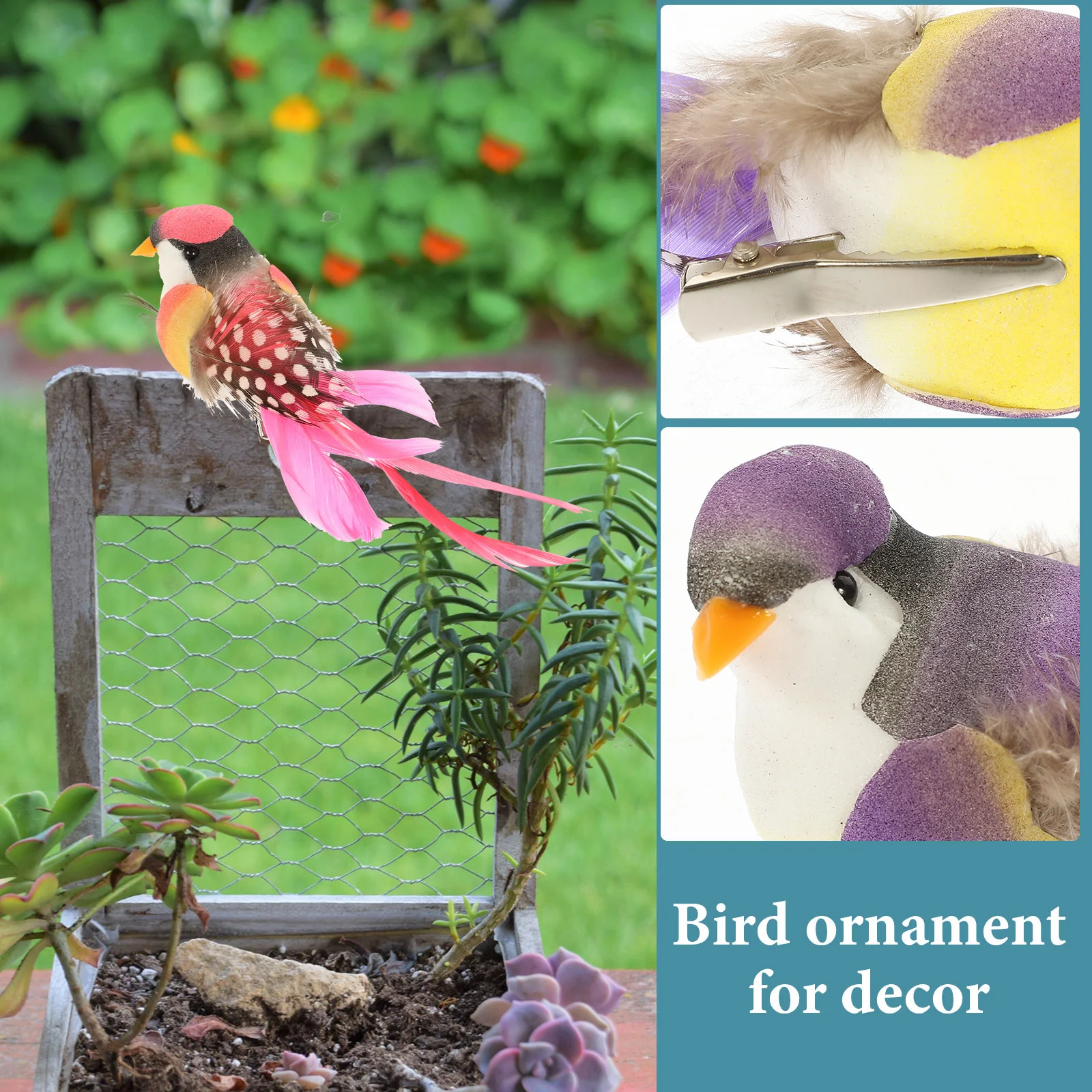 

6Pcs Simulation Bird Decor Colorful Lifelike Small Birds Garden Decoration Artificial Bird Ornaments for Home Outdoor