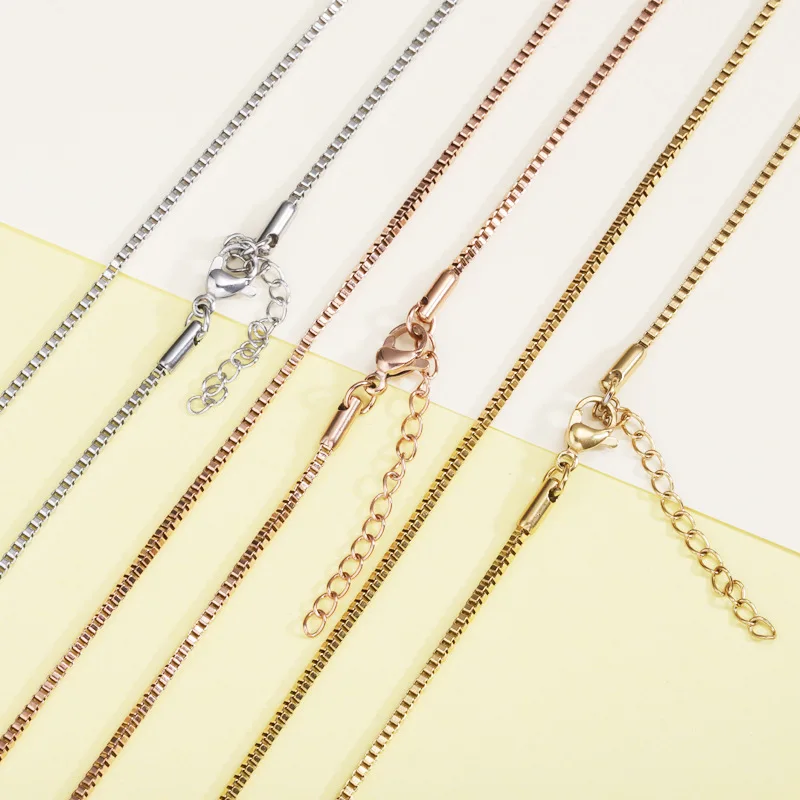 

10pcs/Lot High Quality Stainless Steel Box Chain Necklaces For Women Men DIY Fashion Jewelry Gifts 45+4cm Wholesale