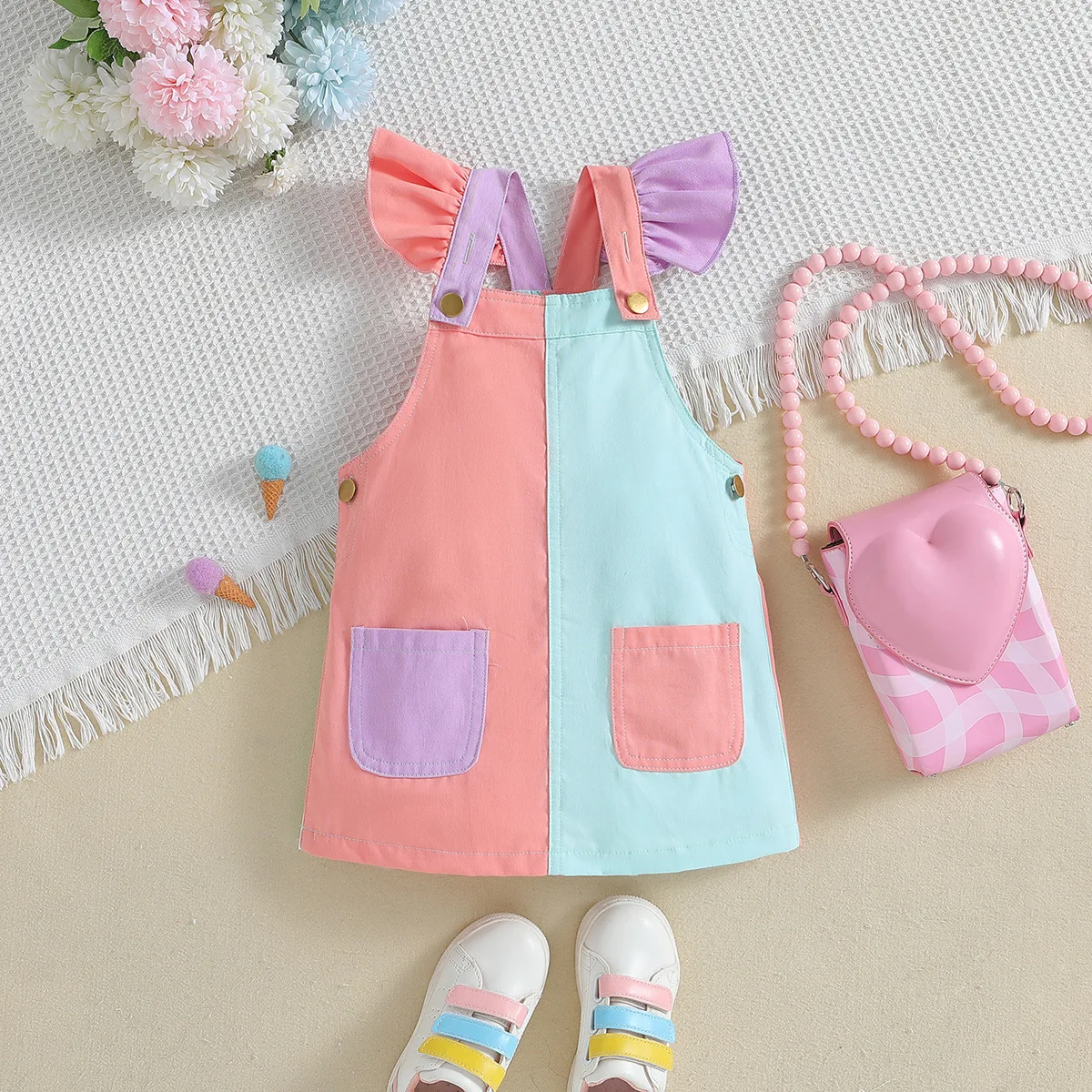 

Baby girls colouful dress children's clothing girls overalls skirt new ins baby children's skirt stylish