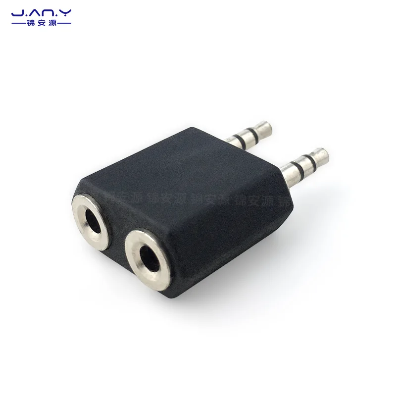 Connected dual row 3.5 female to 3.5 male headphone audio cable extender stereo dual channel two to two adapter