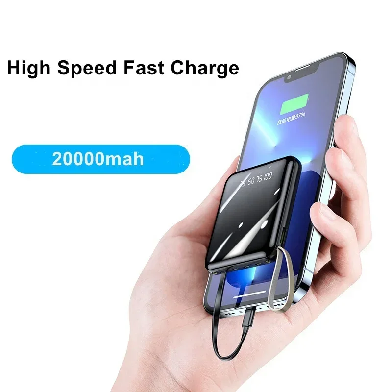 20000mAh Mini Power Bank Portable External Battery Charger Powerbank for IPhone 13 14 Pro for Huawei for Xiaomi Mini Phone Power