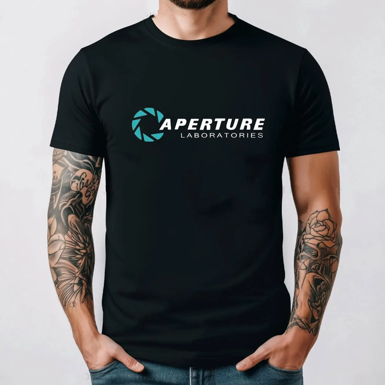 

Мужская хлопковая футболка Portal 2, мужская футболка с логотипом Aperture Laboratories, одежда для вентиляторов видеоигр, хлопковая футболка с коротким рукавом