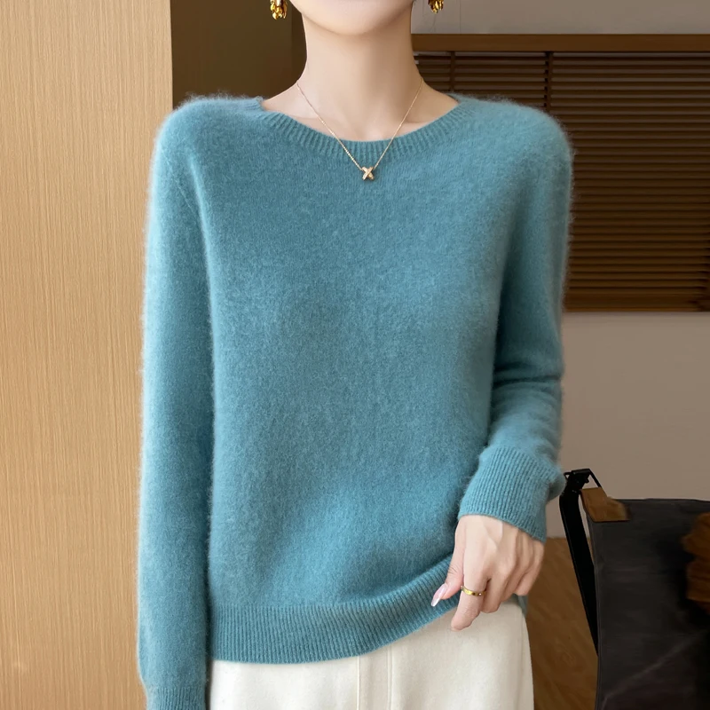 New ladies in autumn and winter 100% Merino wool V-neck knit pullover fashion loose warm bottoming shirt top 836