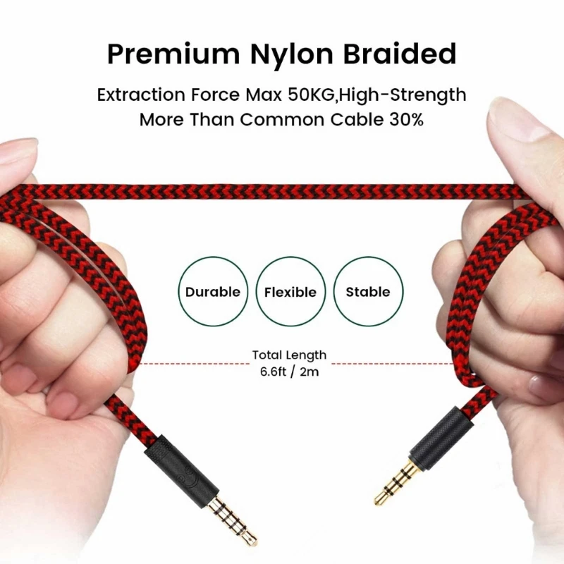 2M Aux Cord Replacement for GPRO G233 G433 Headset Aux Cord 3.5mm Gold-Plated Headphone Cable Wire N0HC