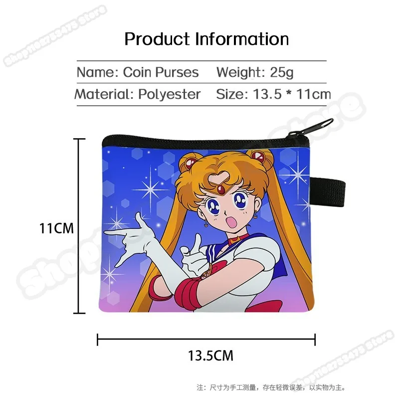 Sailor Moon Woman Anime Fashion Coin Purse Girls Cartoon Printed Wallet Casual Cute Moneybag Kawaii Mini Change Bag Purses Gifts