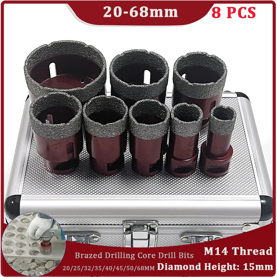 

8pcs Set Core Bits M14 Thread Ceramic Quartz Masonry Tile Drilling Crowns Kit For Drilling porcelain tile granite marble