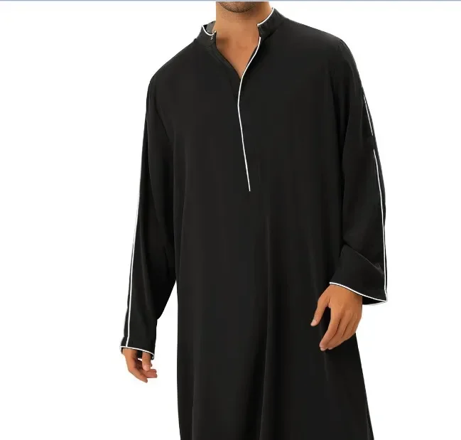 Jubah Panjang Arab Pria Kaftan Katun Arab Saudi Pakaian Islami Timur Tengah Busana Muslim Abaya Arab Gaya Sederhana Muslim