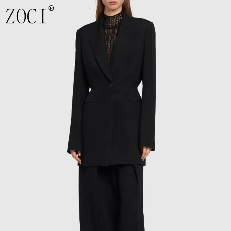 

ZOCI Women's Single Button Blazers Solid Color Long Sleeve Suit Jackets Office Lady Coats Female Notched Collar Tops 2025 New