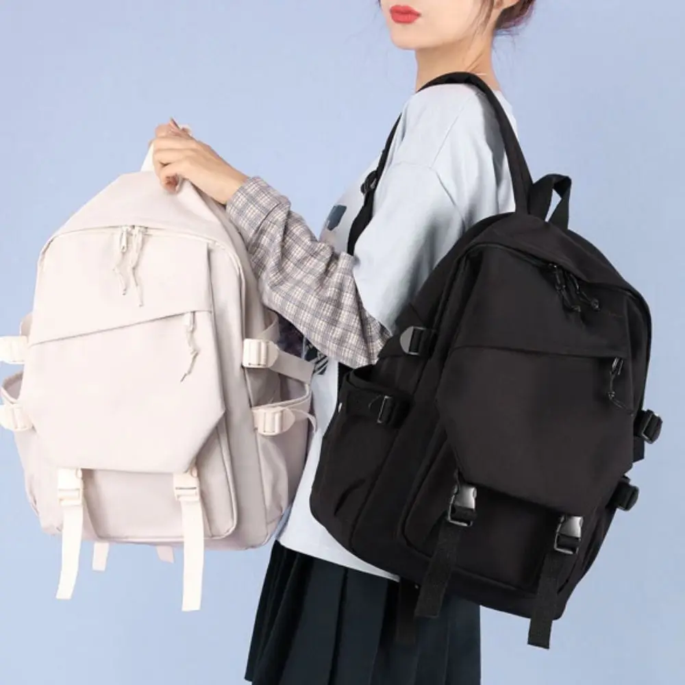 Multi-Function Nylon Backpack Adjustable Solid Color Women Shoulder Bag Laptop Bagpack Large Capacity Students Schoolbag Travel