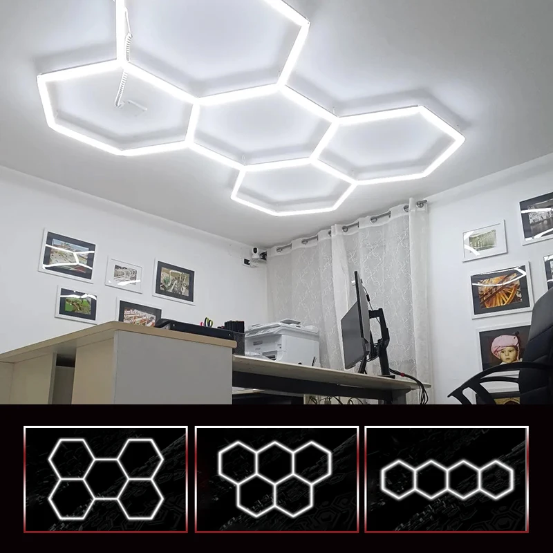 High Quality Car Beauty Station Led Hexagonal Light Modern Gym Barber Shop Lights